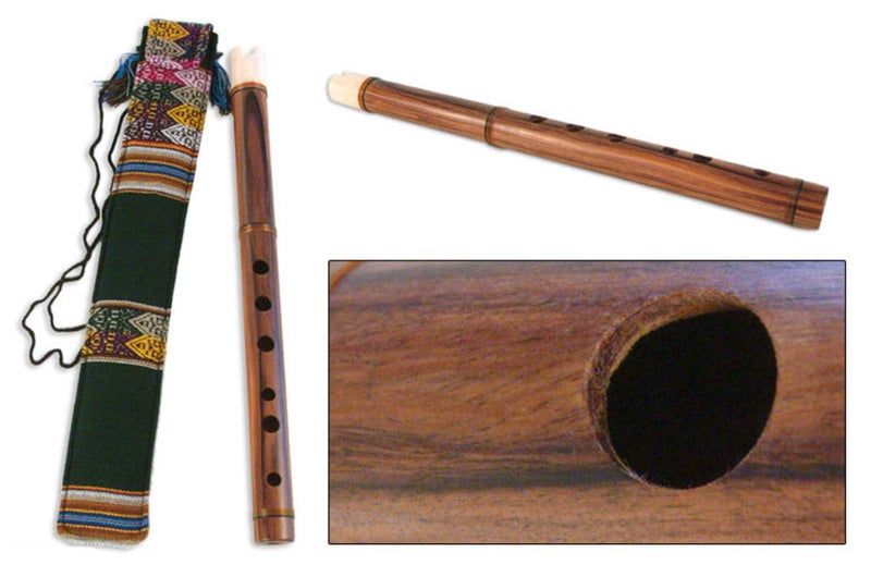 NOVICA Wooden Andean Quena Flute with Cow Bone Mouthpiece and Carrying Case, 'Song of The Andes' - Image 3